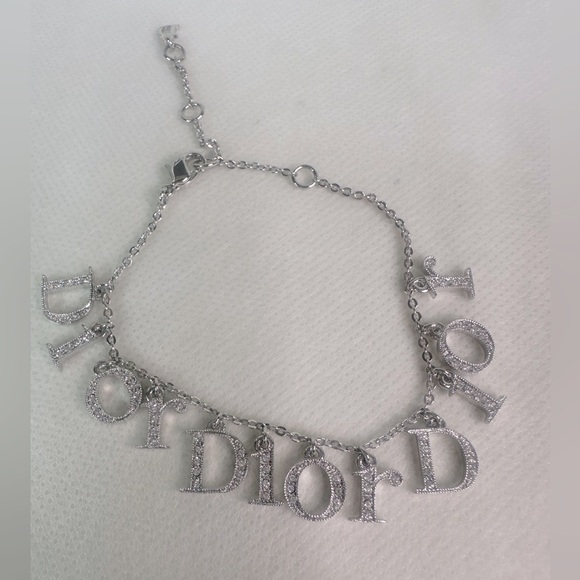 Dior Sparkling Silver Letter Necklace - Picture 1 of 6